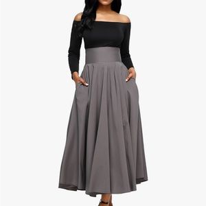 Midi High Waist Skirt with Bow Tied Back